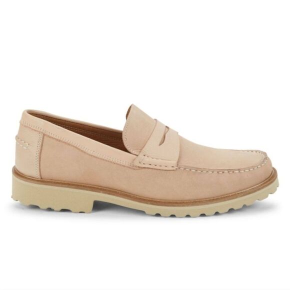 New Donald J Pliner Leather Driving Leather Penny Loafers beige size 8.5 slip on